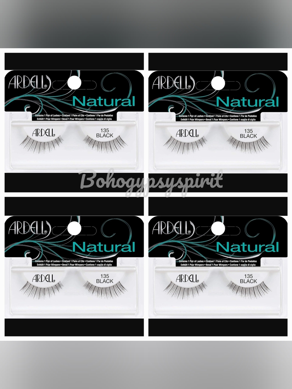 4 Pairs - Ardell Professional Natural Lashes Bundle, Black 135